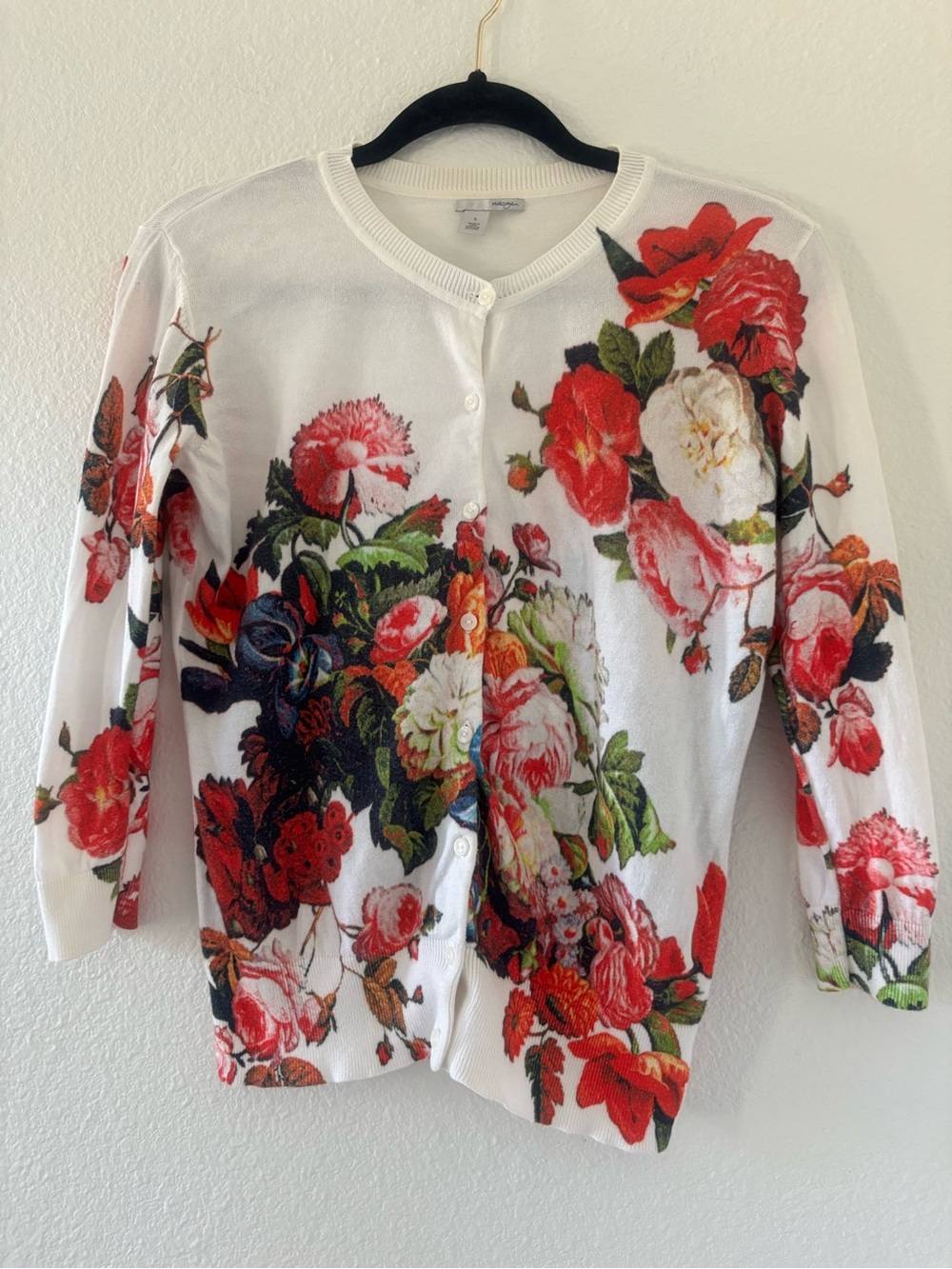 Halogen floral lightweight button down cardigan M